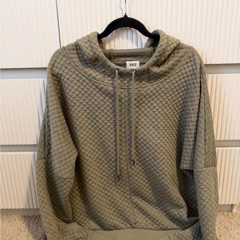 BKE Quilted Olive Green Hoodie Sweatshirt